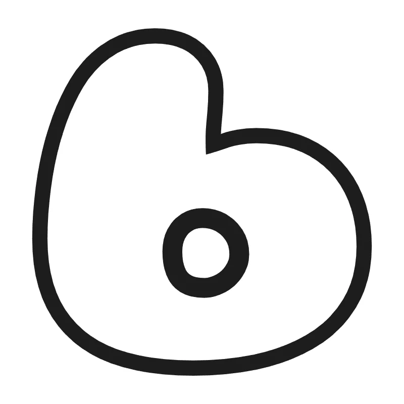 Lowercase bubble letter b – Hand-drawn style