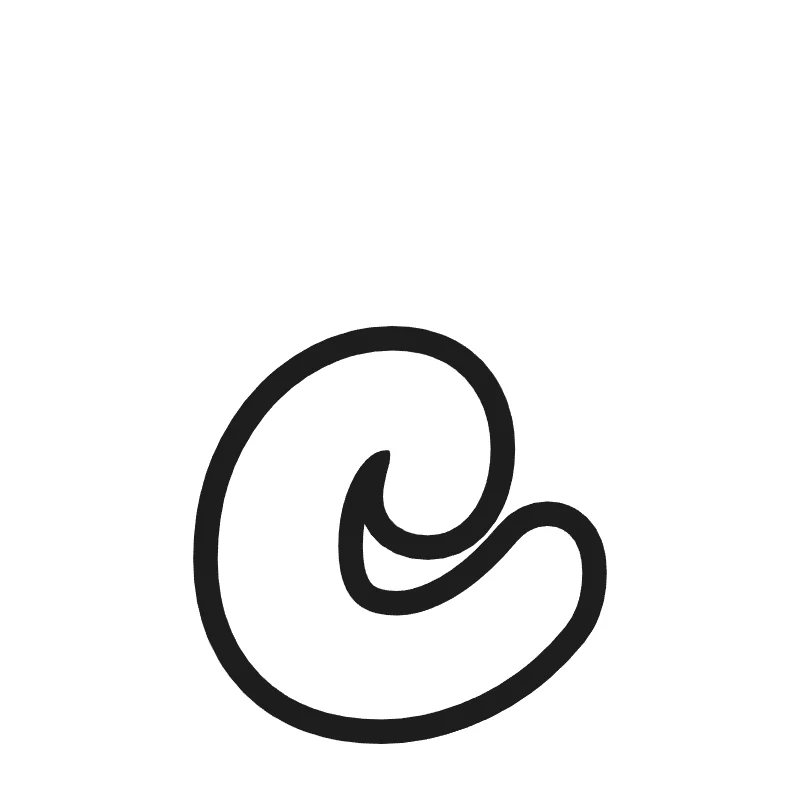 Lowercase bubble letter c – Cursive style