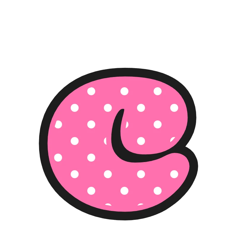 Lowercase bubble letter c – Polka dots style
