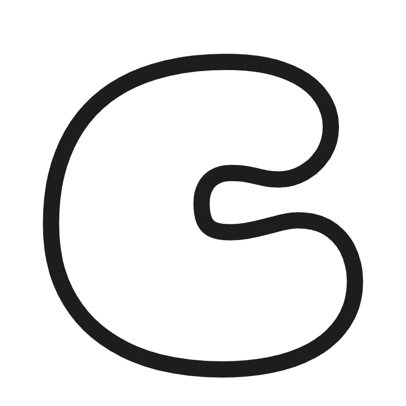 Lowercase bubble letter c – Hand-drawn style