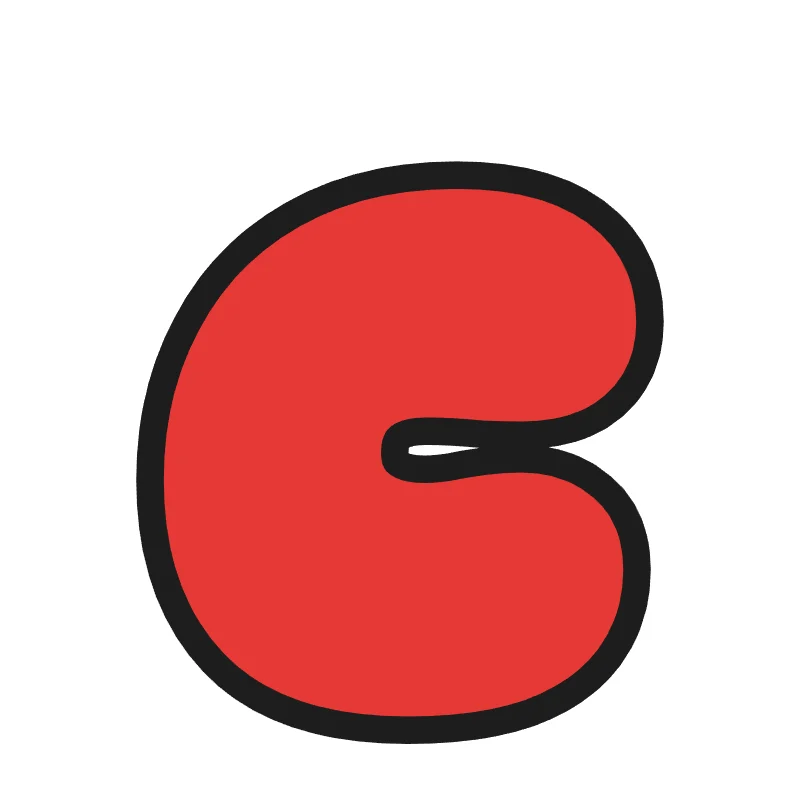 Lowercase bubble letter c – Rainbow style