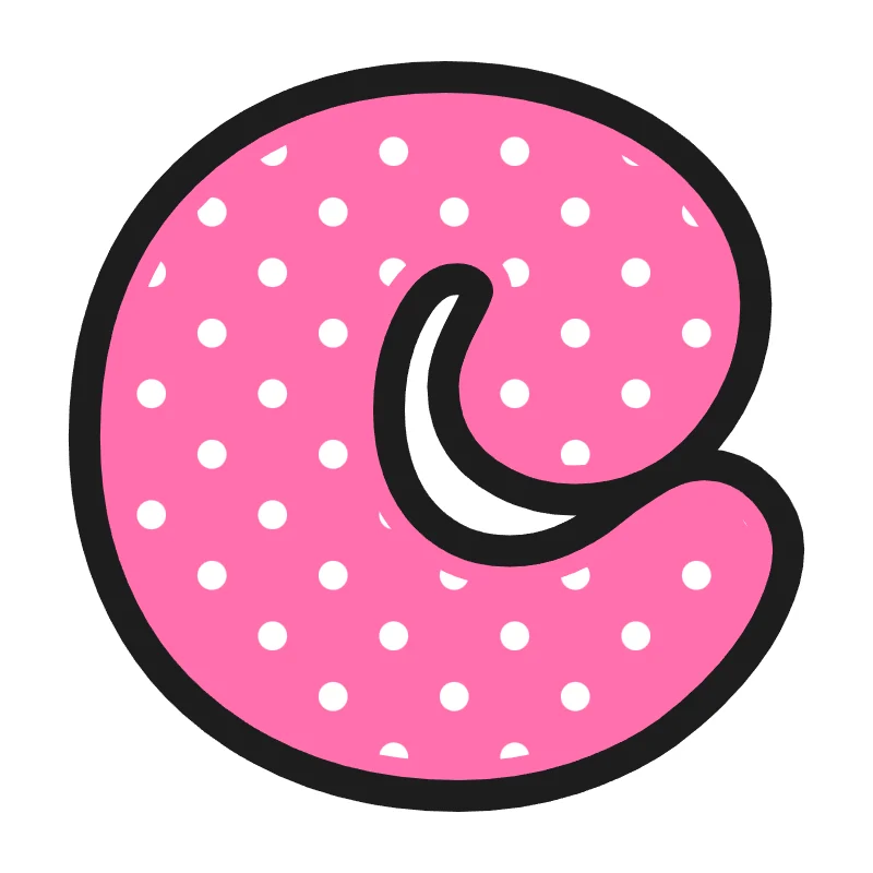 Bubble letter C – Polka dots style