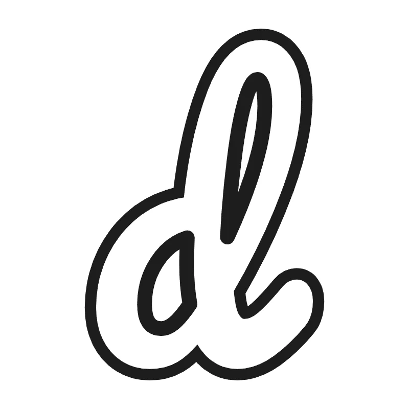 Lowercase bubble letter d – Cursive style