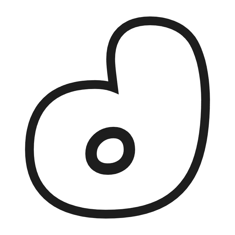 Lowercase bubble letter d – Hand-drawn style