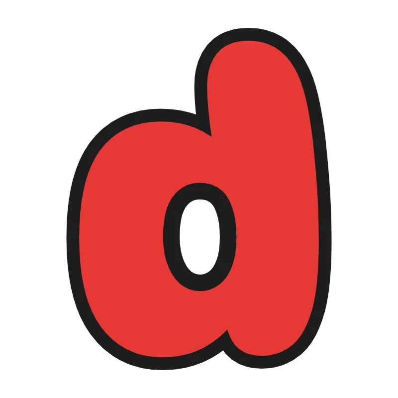 Lowercase bubble letter d – Rainbow style