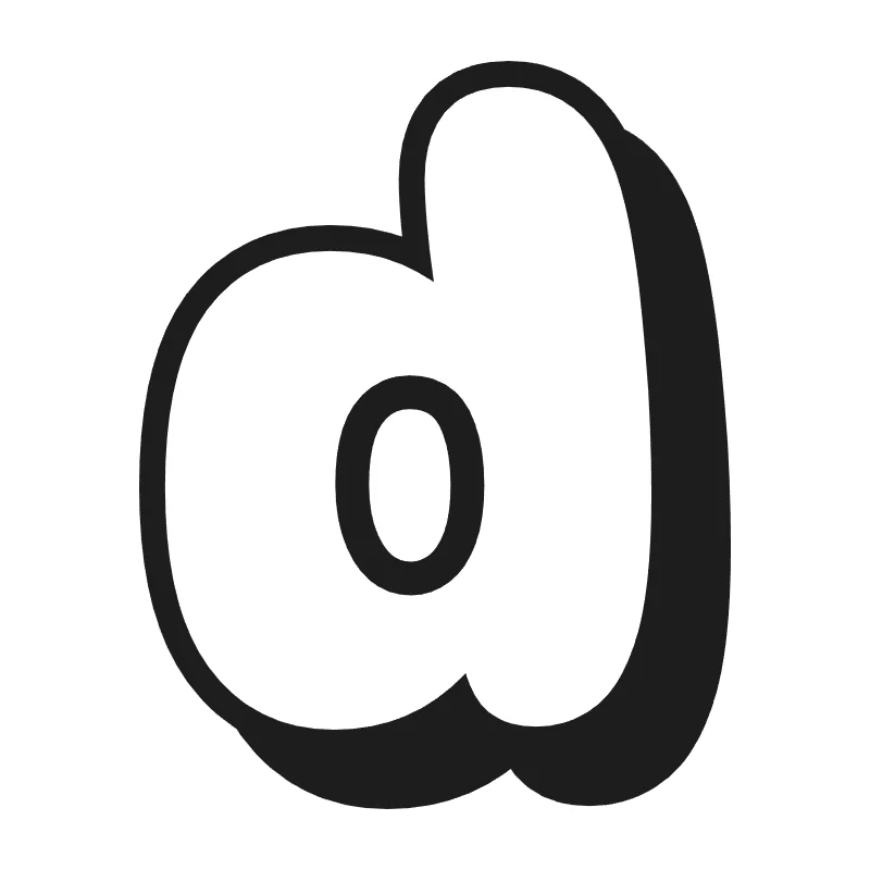 Lowercase bubble letter d – Shadow style