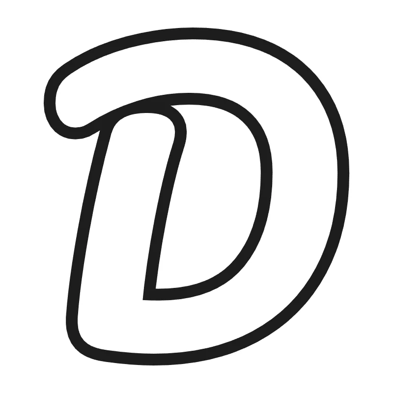 Bubble letter D – Cursive style
