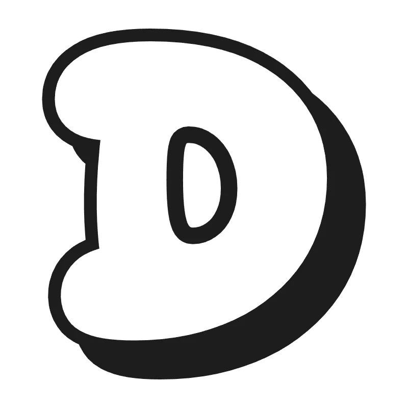 Bubble letter D – Shadow style