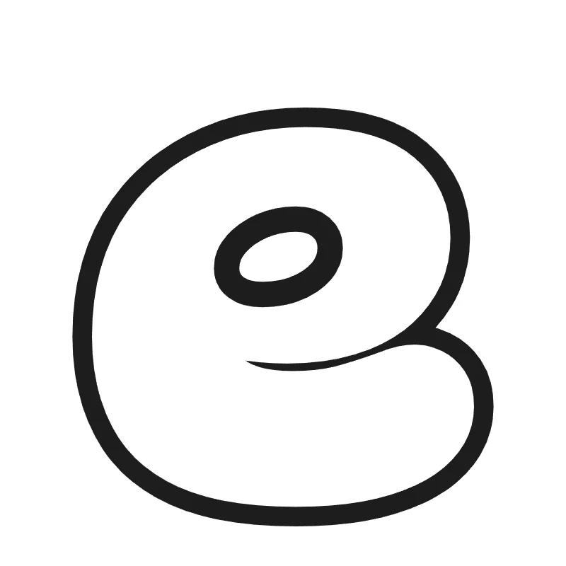 Lowercase bubble letter e – Classic style