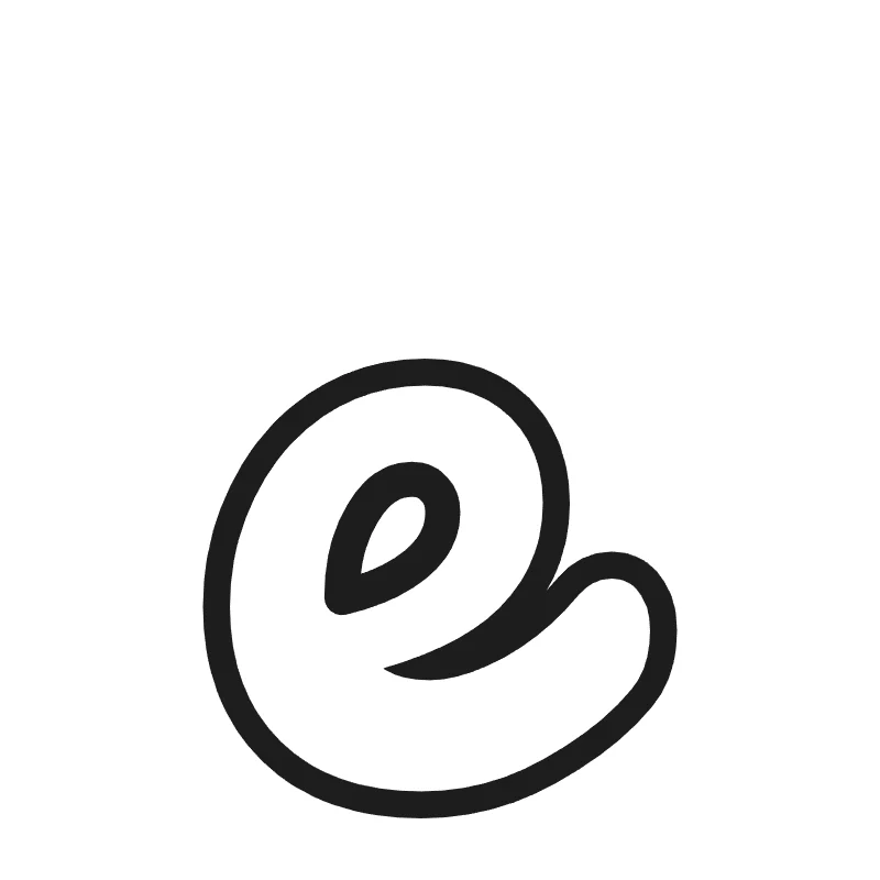 Lowercase bubble letter e – Cursive style
