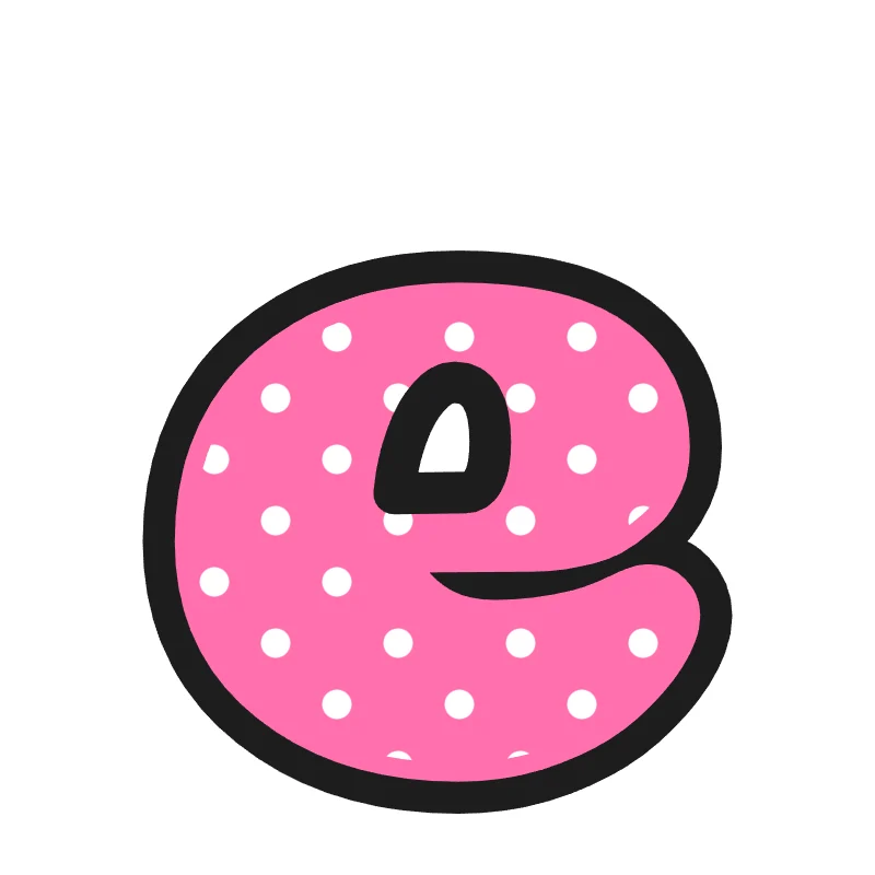 Lowercase bubble letter e – Polka dots style
