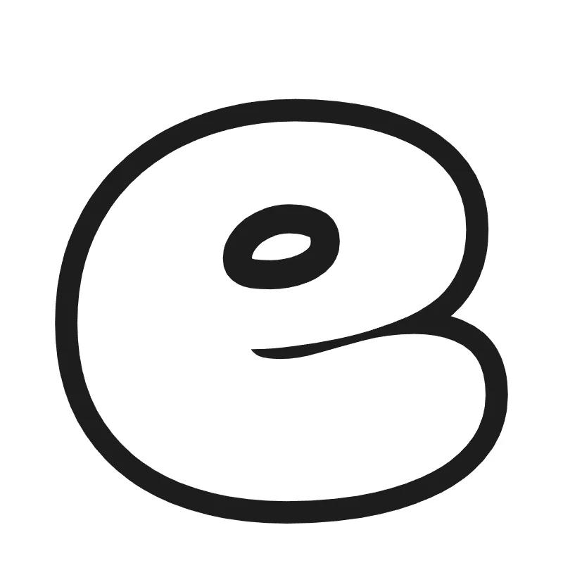 Lowercase bubble letter e – Hand-drawn style