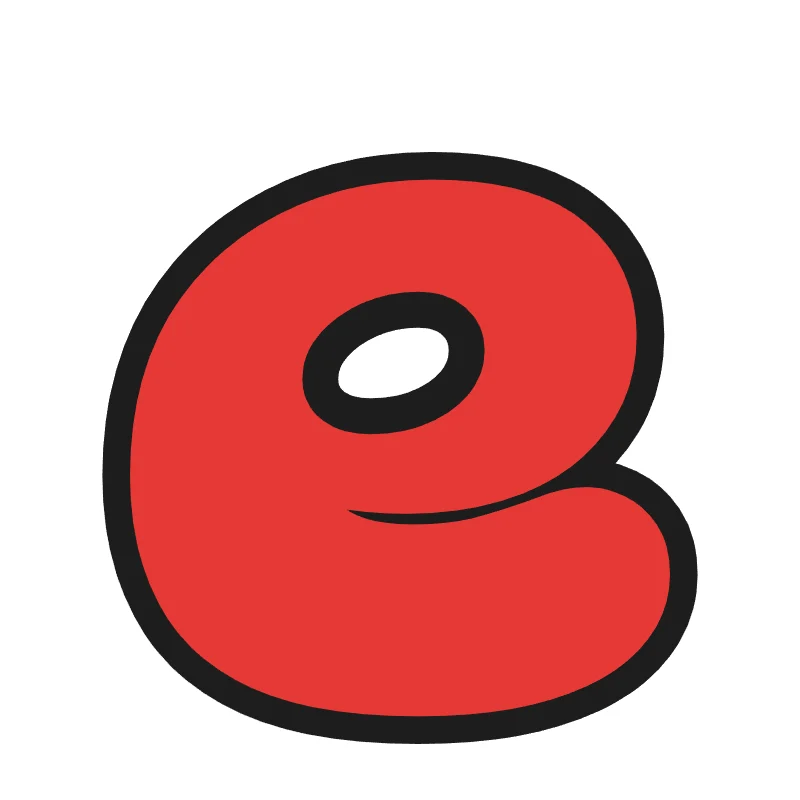 Lowercase bubble letter e – Rainbow style