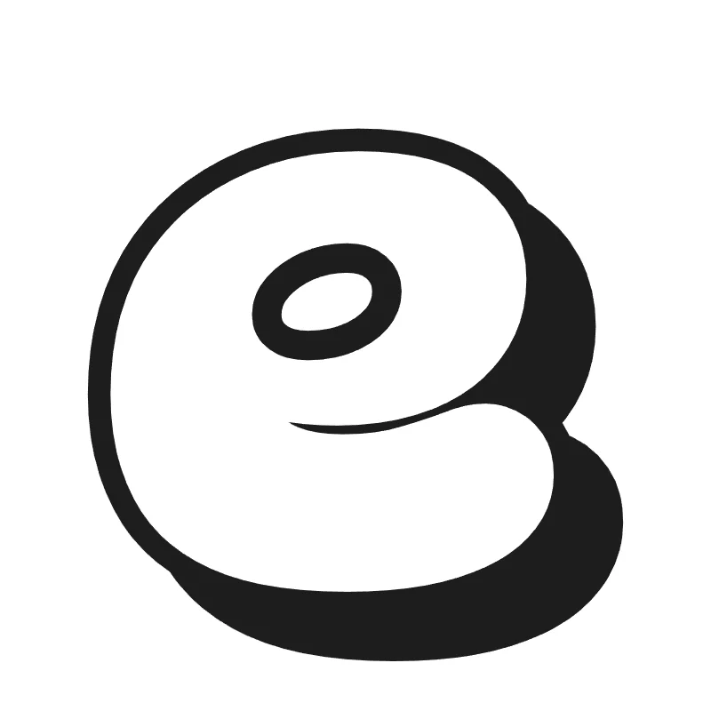 Lowercase bubble letter e – Shadow style