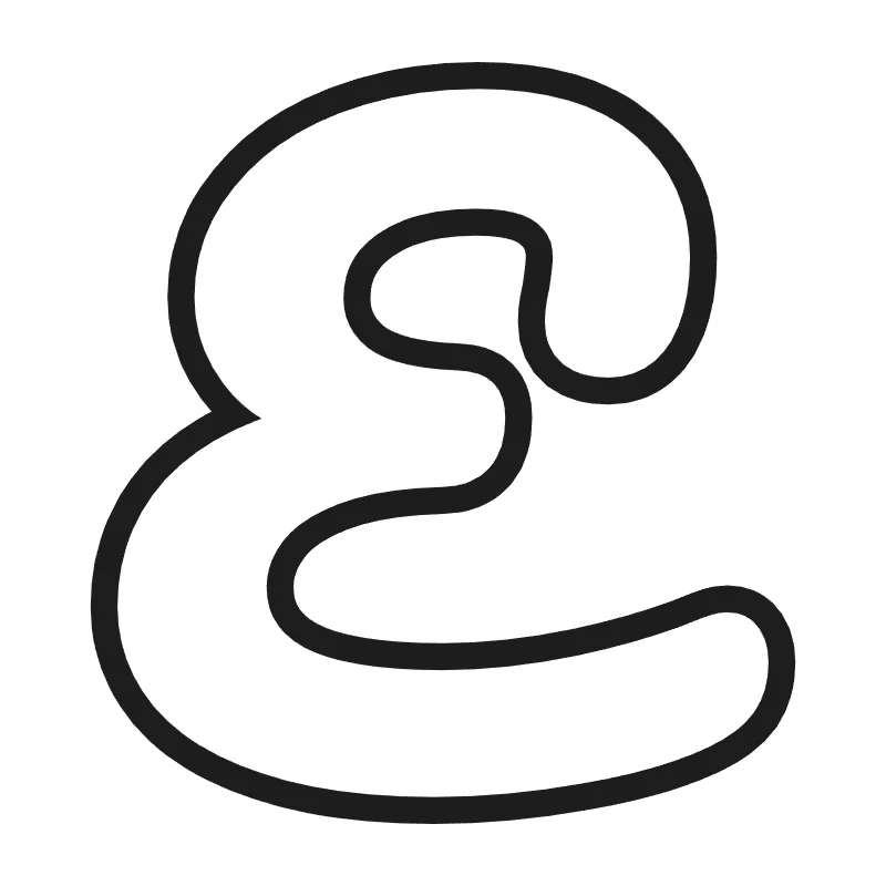 Bubble letter E – Cursive style