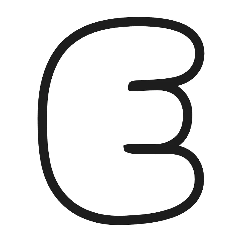 Bubble letter E – Hand-drawn style