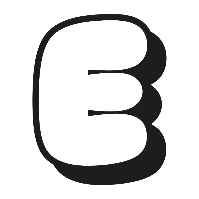 Bubble letter E – Shadow style