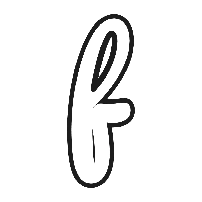 Lowercase bubble letter f – Cursive style