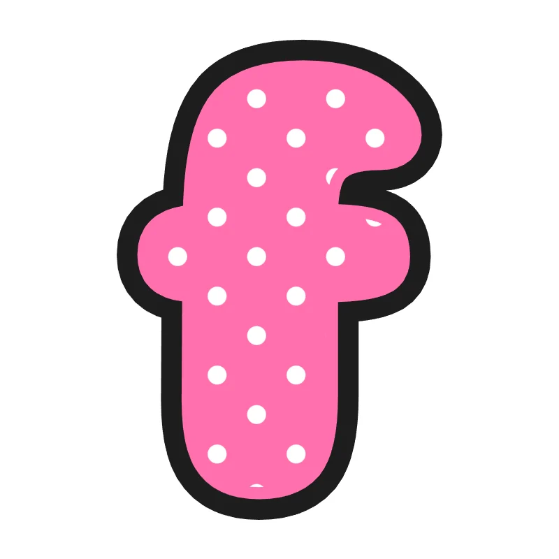 Lowercase bubble letter f – Polka dots style