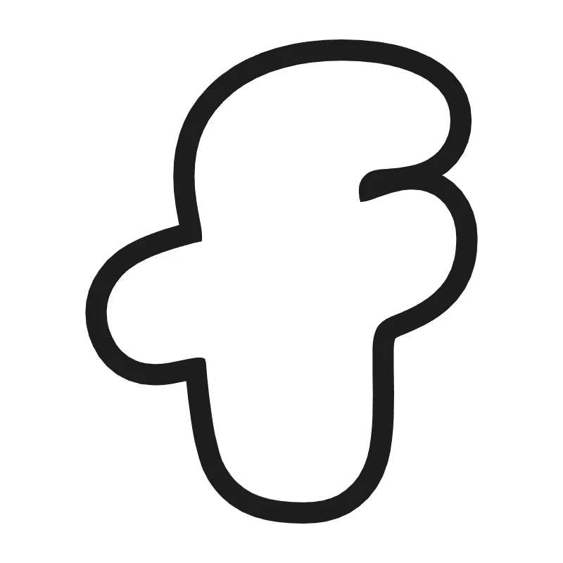 Lowercase bubble letter f – Hand-drawn style