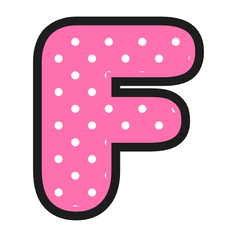 Bubble letter F – Polka dots style