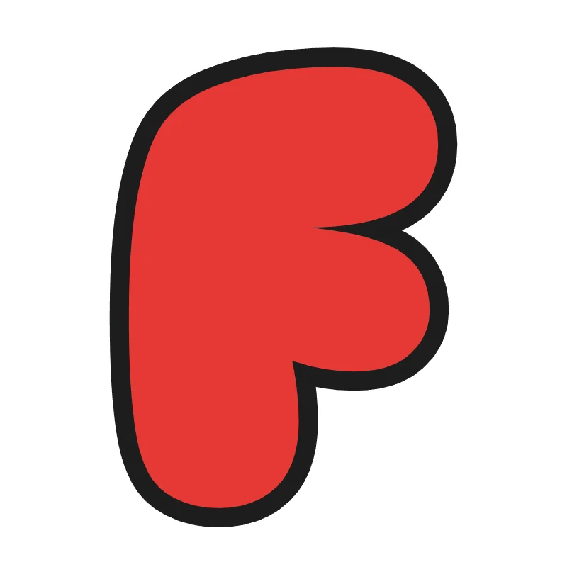 Bubble letter F – Rainbow style