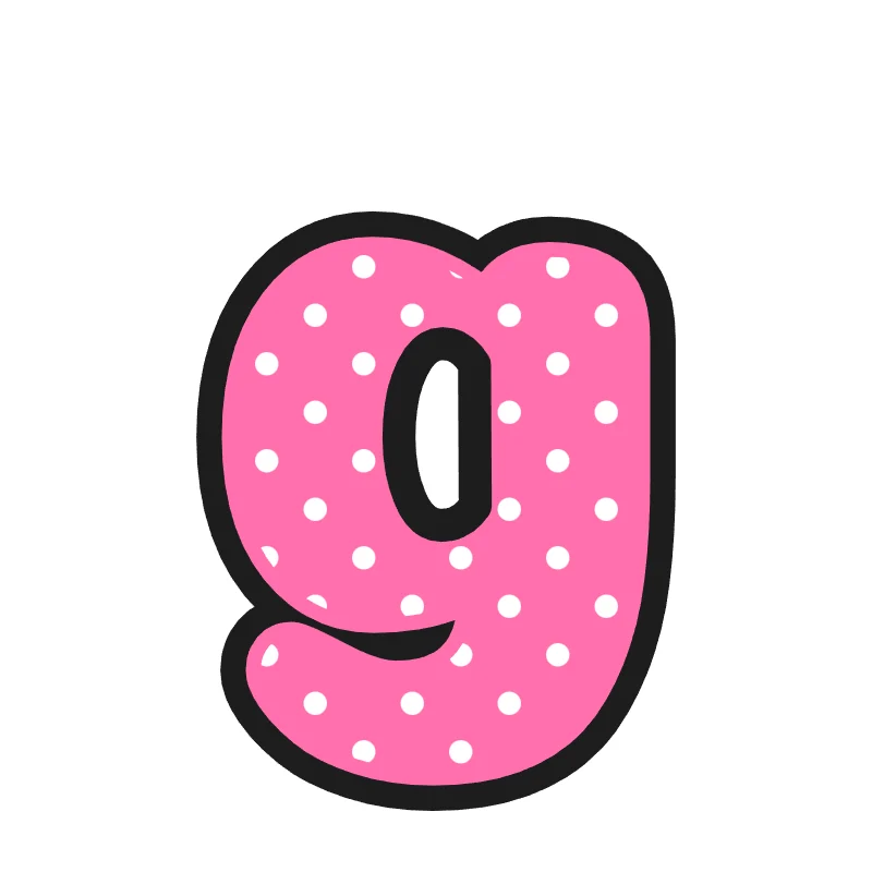Lowercase bubble letter g – Polka dots style