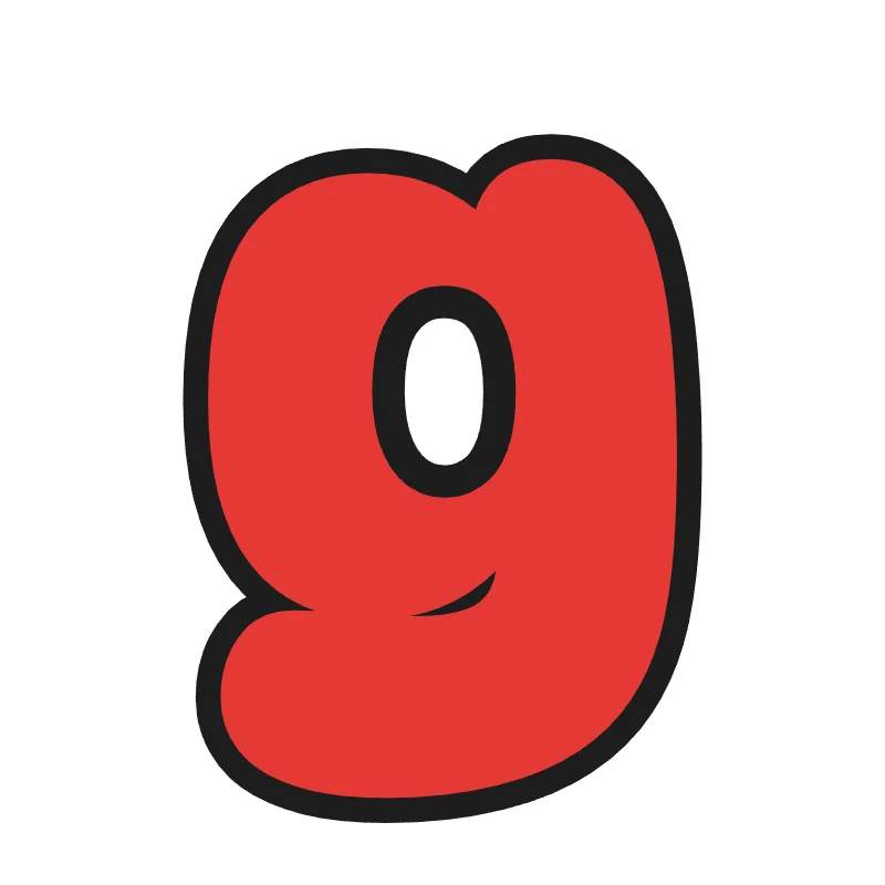 Lowercase bubble letter g – Rainbow style