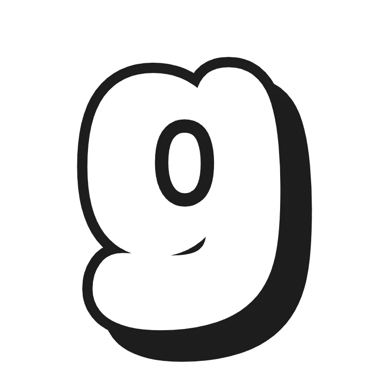 Lowercase bubble letter g – Shadow style