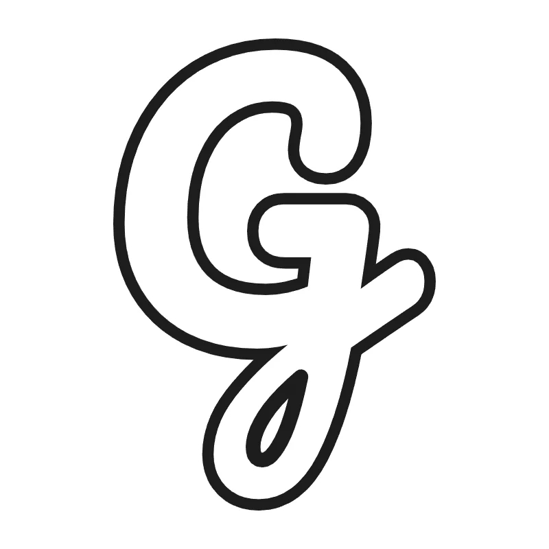 Bubble letter G – Cursive style