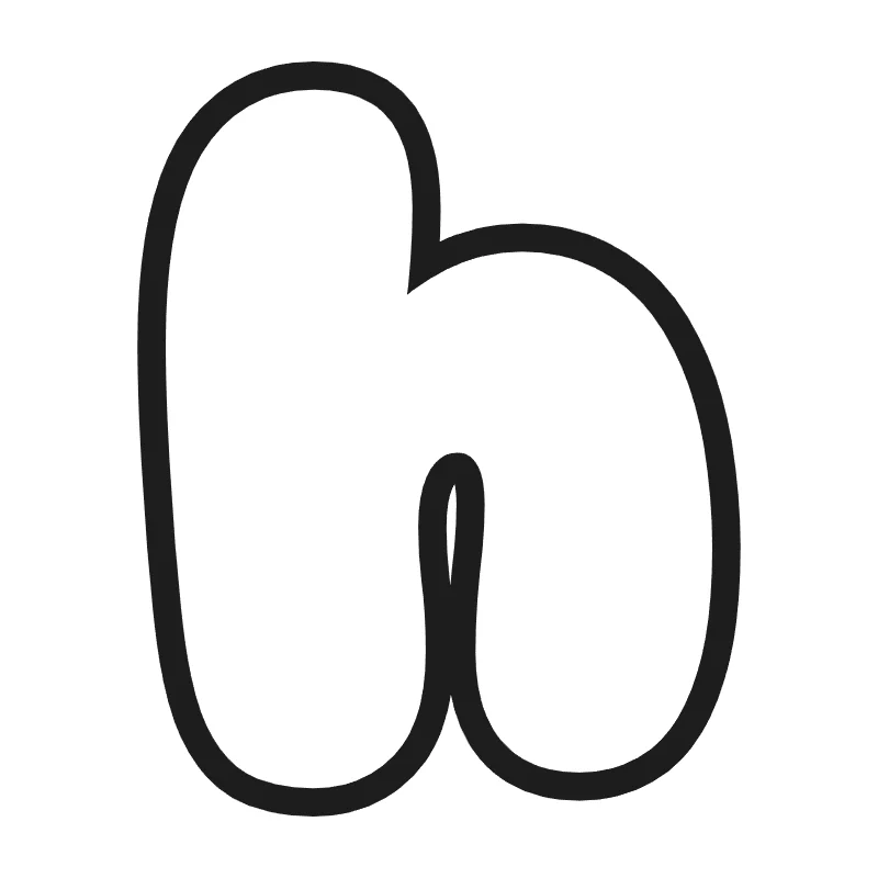 Lowercase bubble letter h – Classic style