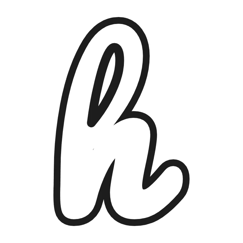 Lowercase bubble letter h – Cursive style