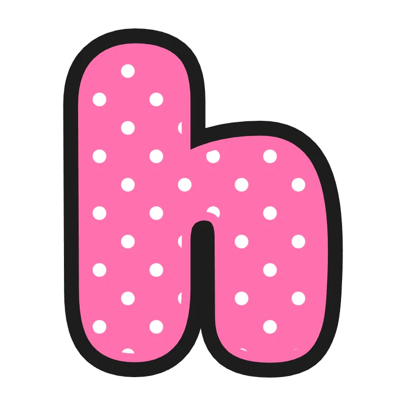 Lowercase bubble letter h – Polka dots style