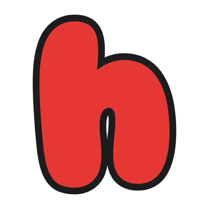 Lowercase bubble letter h – Rainbow style