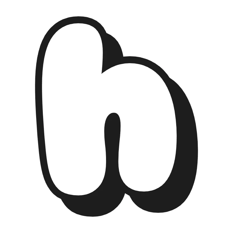 Lowercase bubble letter h – Shadow style