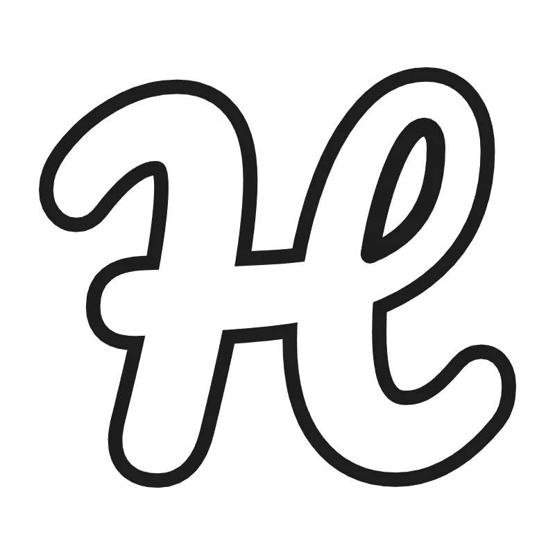Bubble letter H – Cursive style