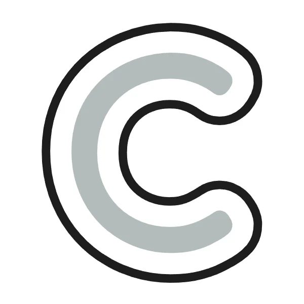 How to draw bubble letter C: step 2 of 4