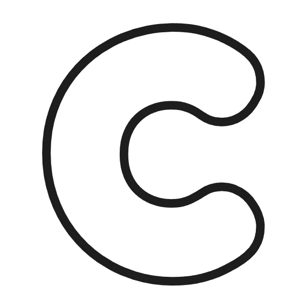 How to draw bubble letter C: step 3 of 4