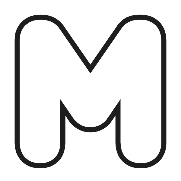 How to draw bubble letter M: step 3 of 4