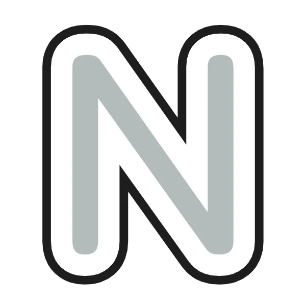 How to draw bubble letter N: step 2 of 4