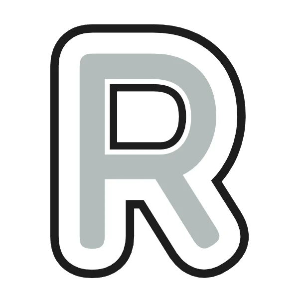 How to draw bubble letter R: step 2 of 4