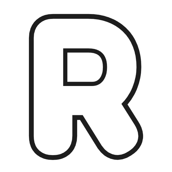 How to draw bubble letter R: step 3 of 4