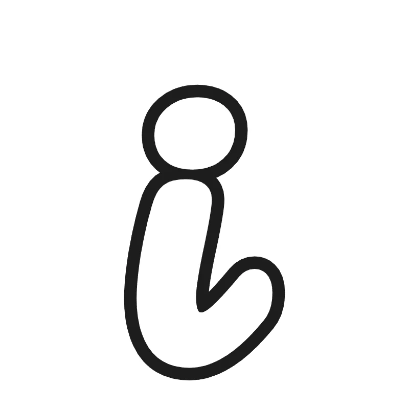 Lowercase bubble letter i – Cursive style