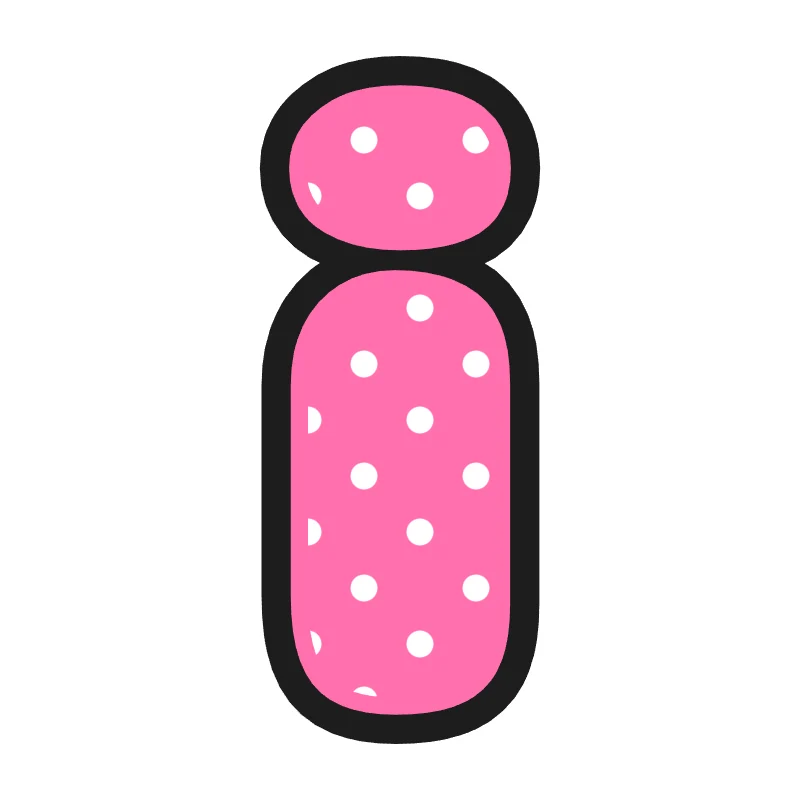 Lowercase bubble letter i – Polka dots style