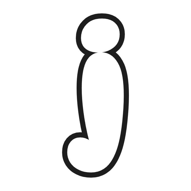 Lowercase bubble letter j – Classic style