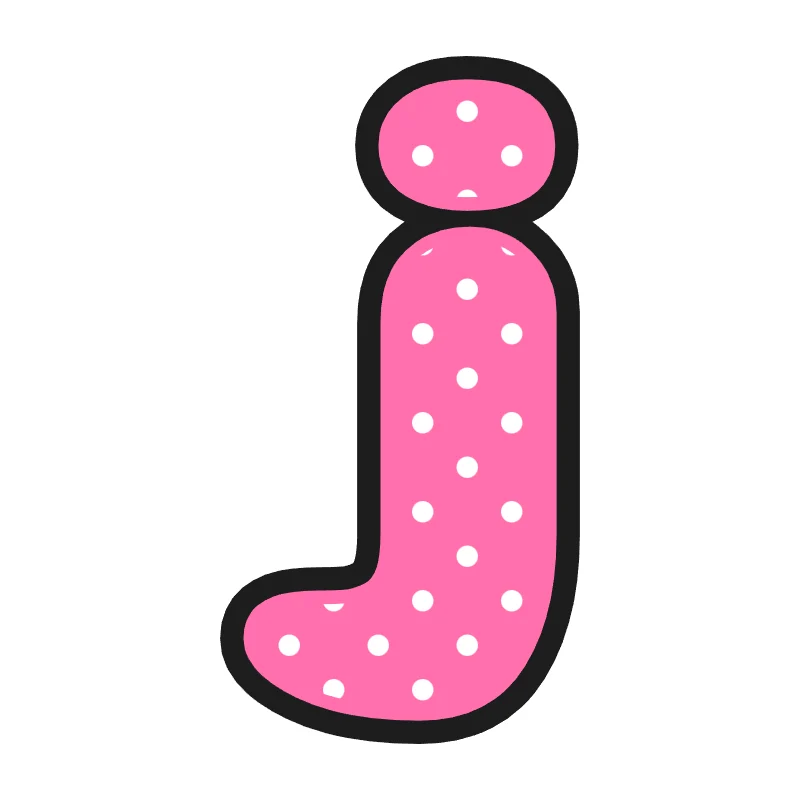 Lowercase bubble letter j – Polka dots style