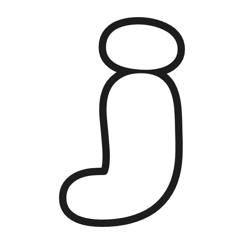Lowercase bubble letter j – Hand-drawn style