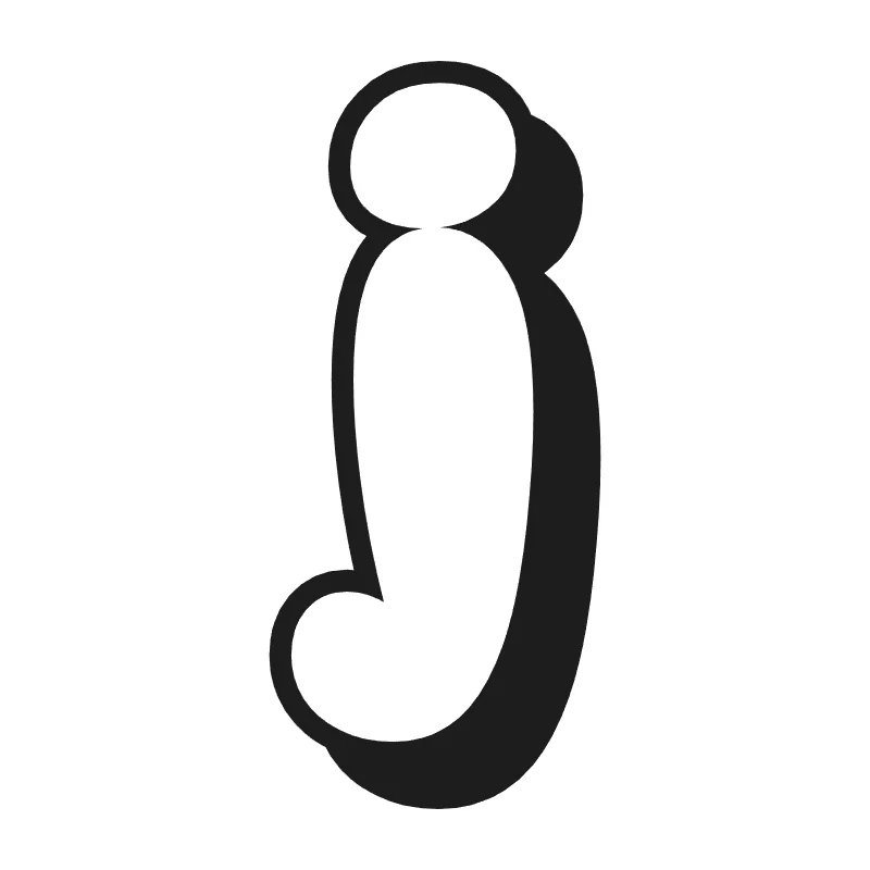 Lowercase bubble letter j – Shadow style