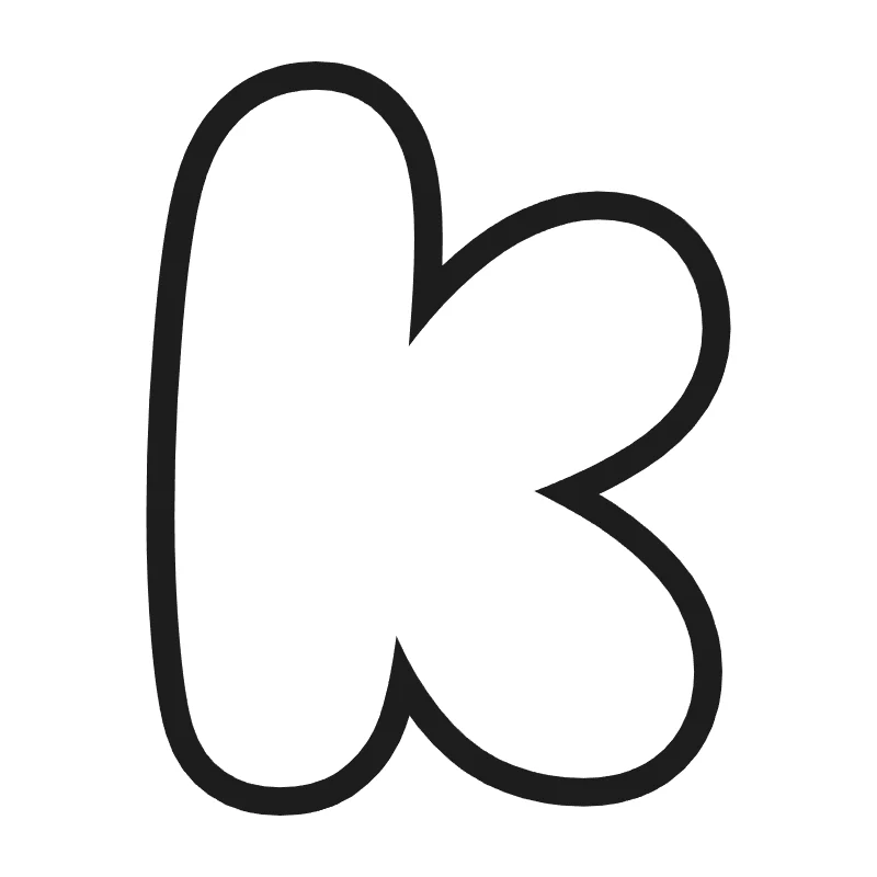 Lowercase bubble letter k – Classic style