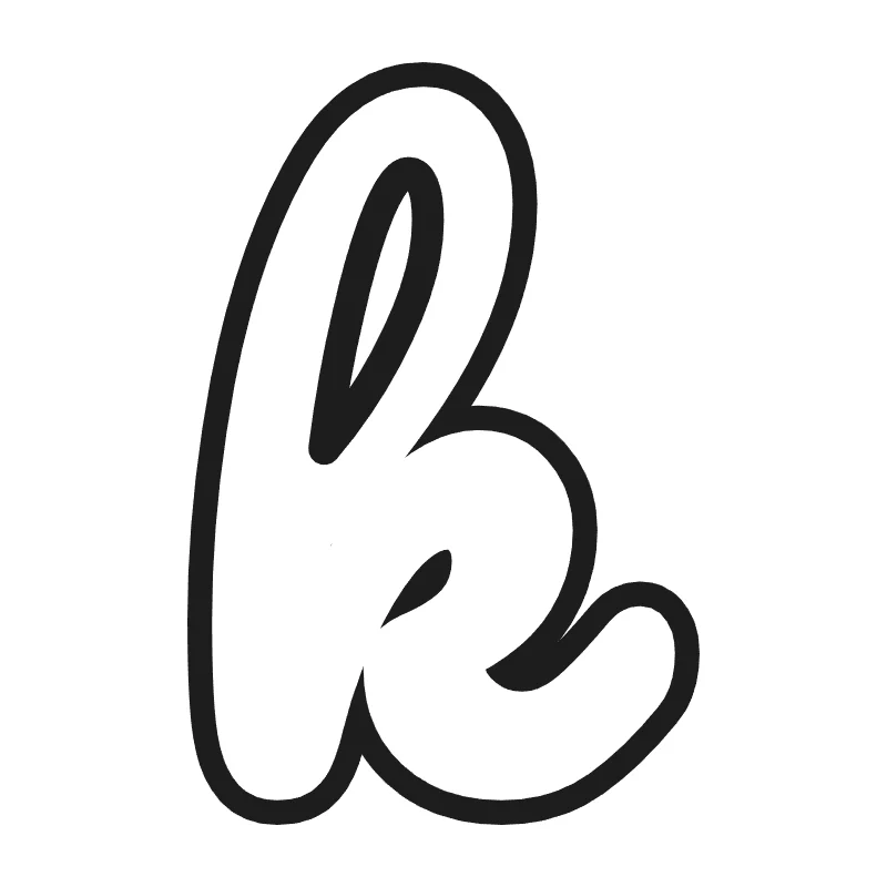 Lowercase bubble letter k – Cursive style